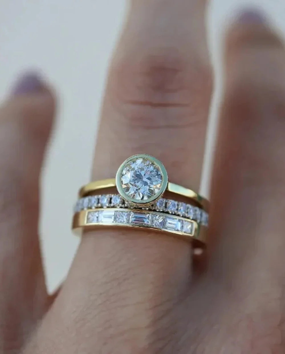 Conjunto Anéis Noivado Dourados Vintage