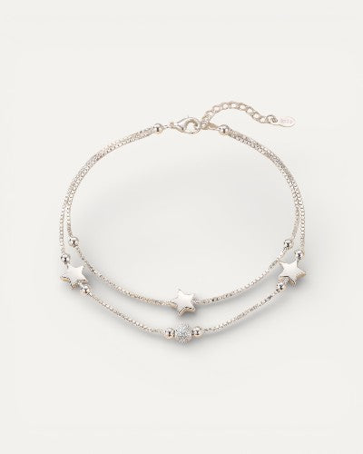 Pulseira Prateada com Estrelas