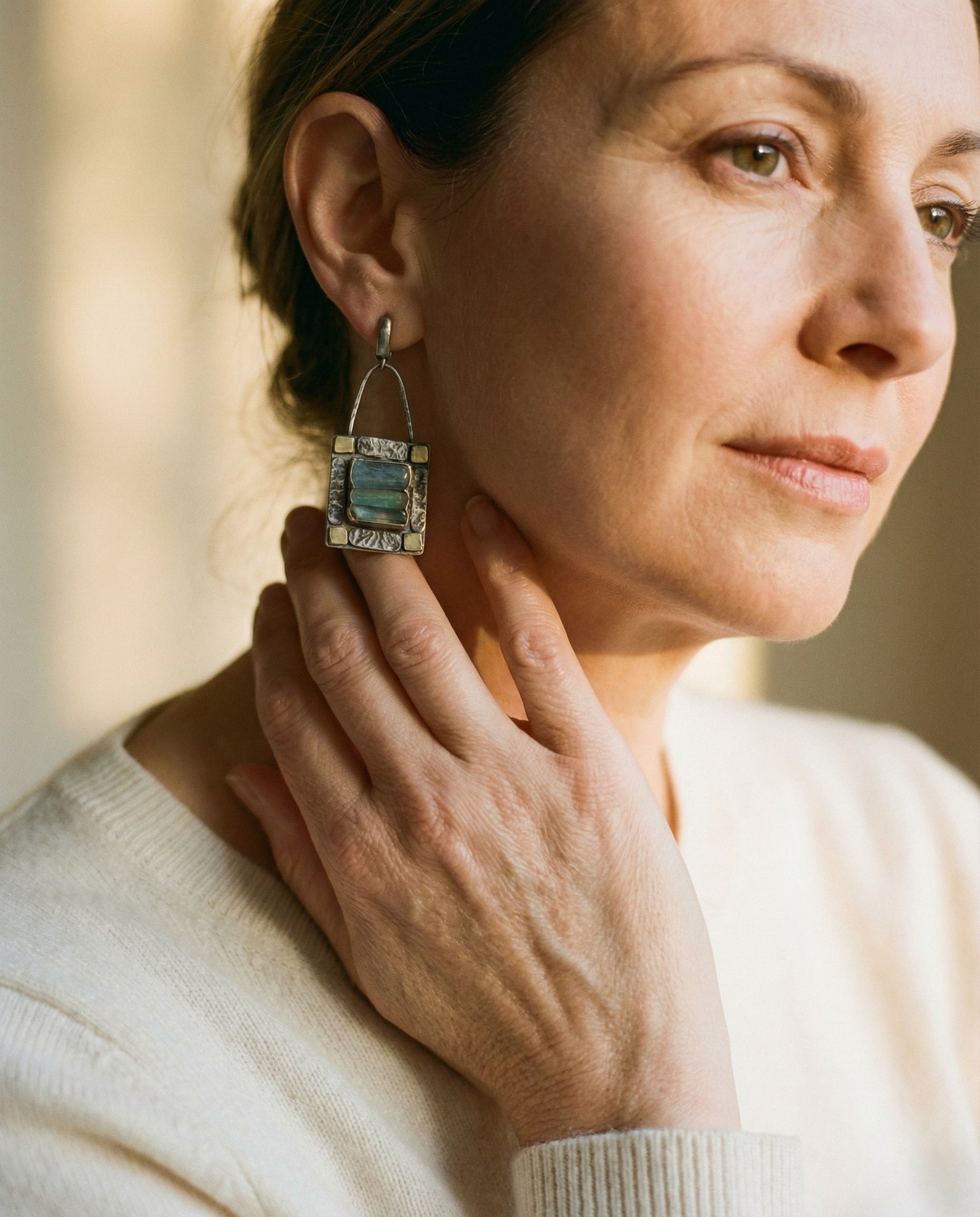 "Antique" Blue and Green Crystal Earrings