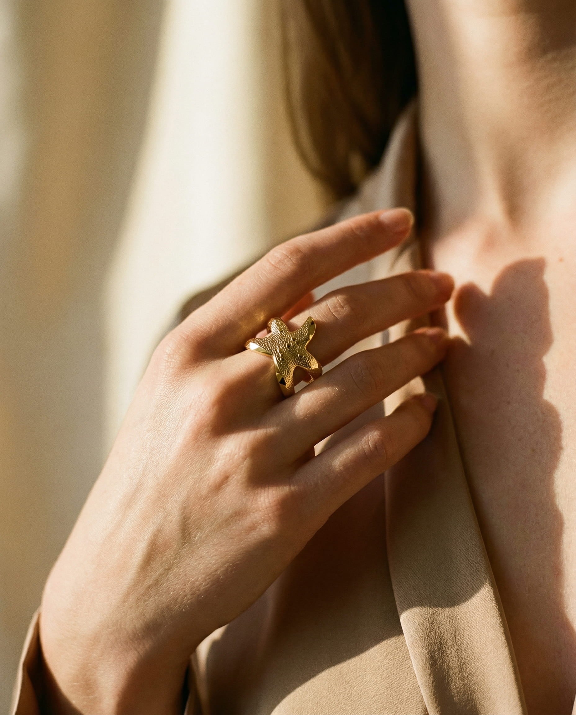 Adjustable Vintage Gold Starfish Ring