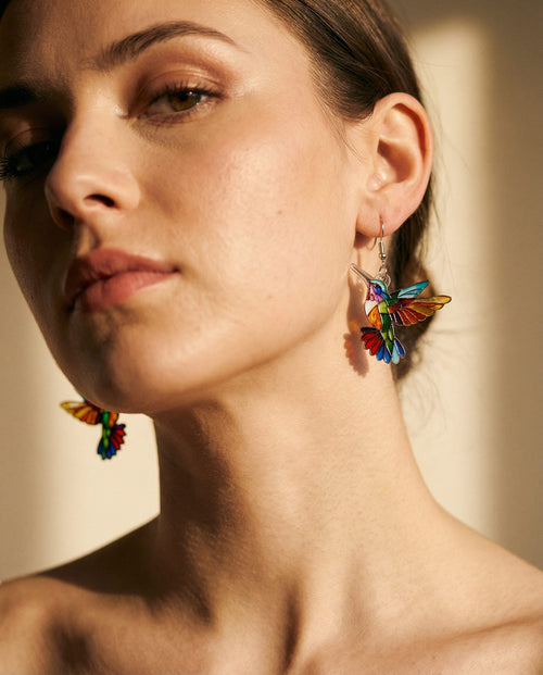 Acrylic Hummingbird Drop Earrings