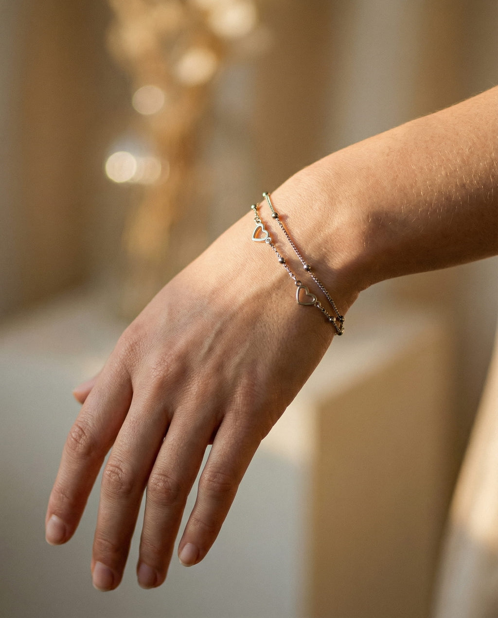 Adjustable Silver Heart Bracelet