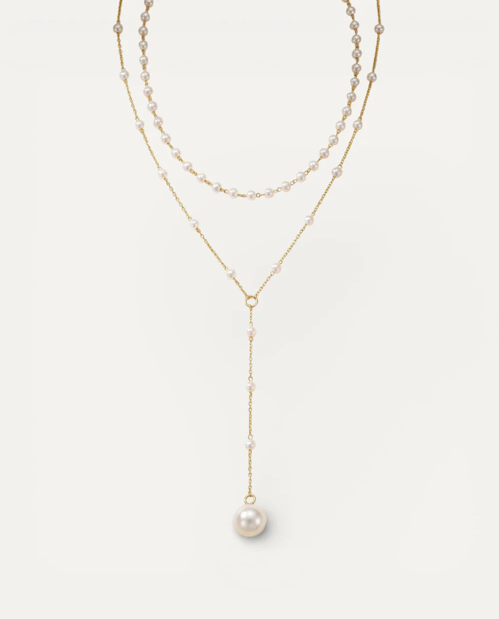 Colar Duas Fiadas Pérola Pendente