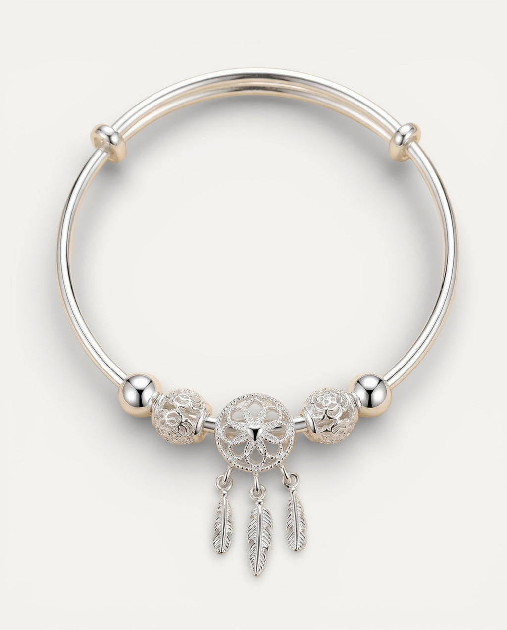 Adjustable Silver Dream Catcher Bracelet